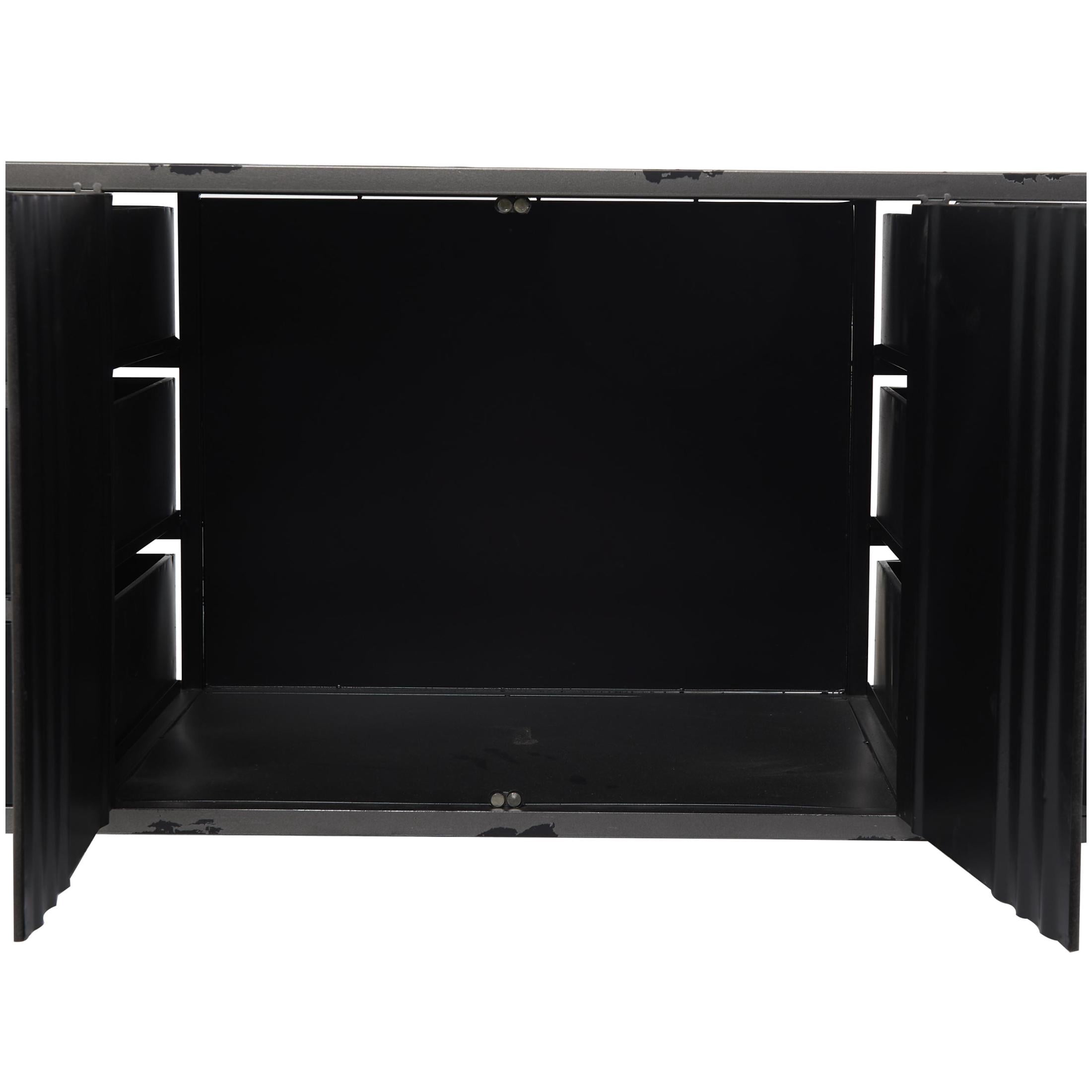 DecMode 56" x 30" Gray Metal Army Surplus Style 2 Door and 6 Drawer Sideboard with Numbers and Text, 1-Piece