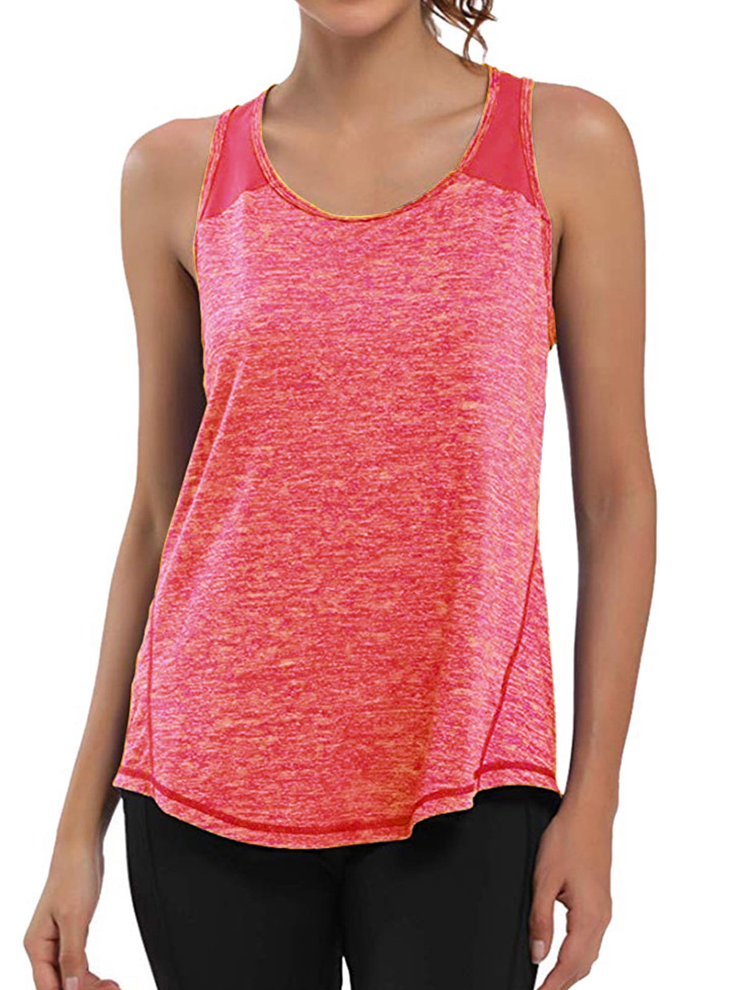 Women Casual Tank Tops Crew Neck Sleeveless Fitness Workout Shirts Slim