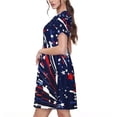thumbnail image 2 of Easygdp Red White Blue Fireworks 1 para Vestido Transpirable de Mujer, Vestido Suelto de Manga Corta con Pliegues y Bolsillos para el Verano, 2 of 6