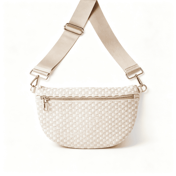 GASTROPOD Woven Crossbody Bag for Women, Checkered Pu Bum Bag Sling Purse with Adjustable Strap for Travel, Festivals Mini Crossbody Bags for Women Lightweight