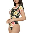 thumbnail image 3 of Picia Rose Flowers Womens One Piece Swimsuits Modest Tummy Control Bathing Suits Lace Up Slimming Swim Suit-, 3 of 9