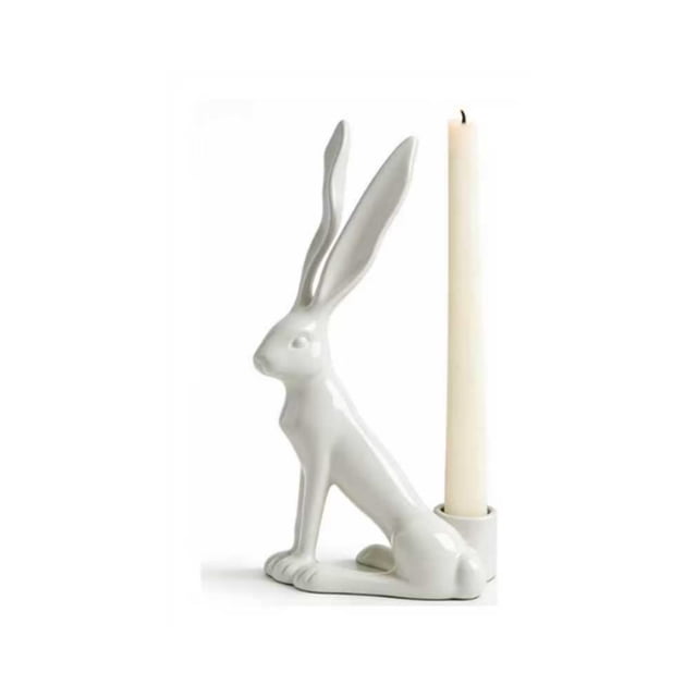Easter Bunny Candle Holder Resin Tabletop Decor Spring Centerpiece Holiday Home Decor Gift for Easter Basket Mantle Shelf