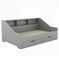 thumbnail image 5 of Twin to King Size Solid Wood Storage Bed Frame with No Box Spring, Gray for Bedroom, 5 of 20