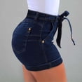 thumbnail image 3 of Pantalones cortos de mezclilla para mujer Pantalones cortos ajustados Pantalones calientes de cintura alta Elástico lavado, Azul oscuro, XXL Jumpingount AP1049-23B, 3 of 7
