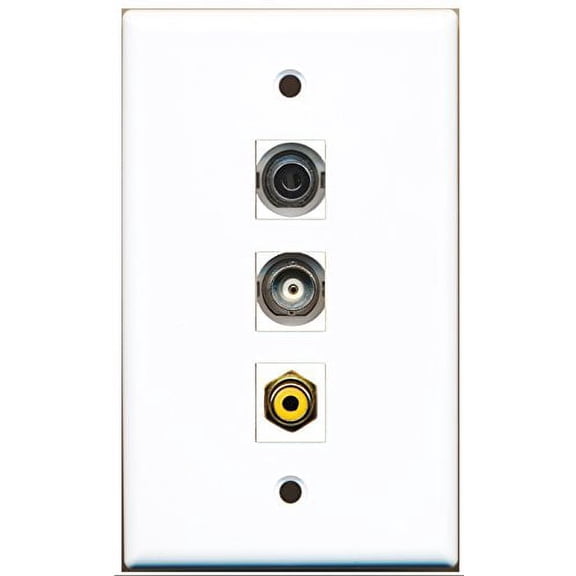 RiteAV - 1 Port RCA Yellow and 1 Port 3.5mm and 1 Port BNC Wall Plate