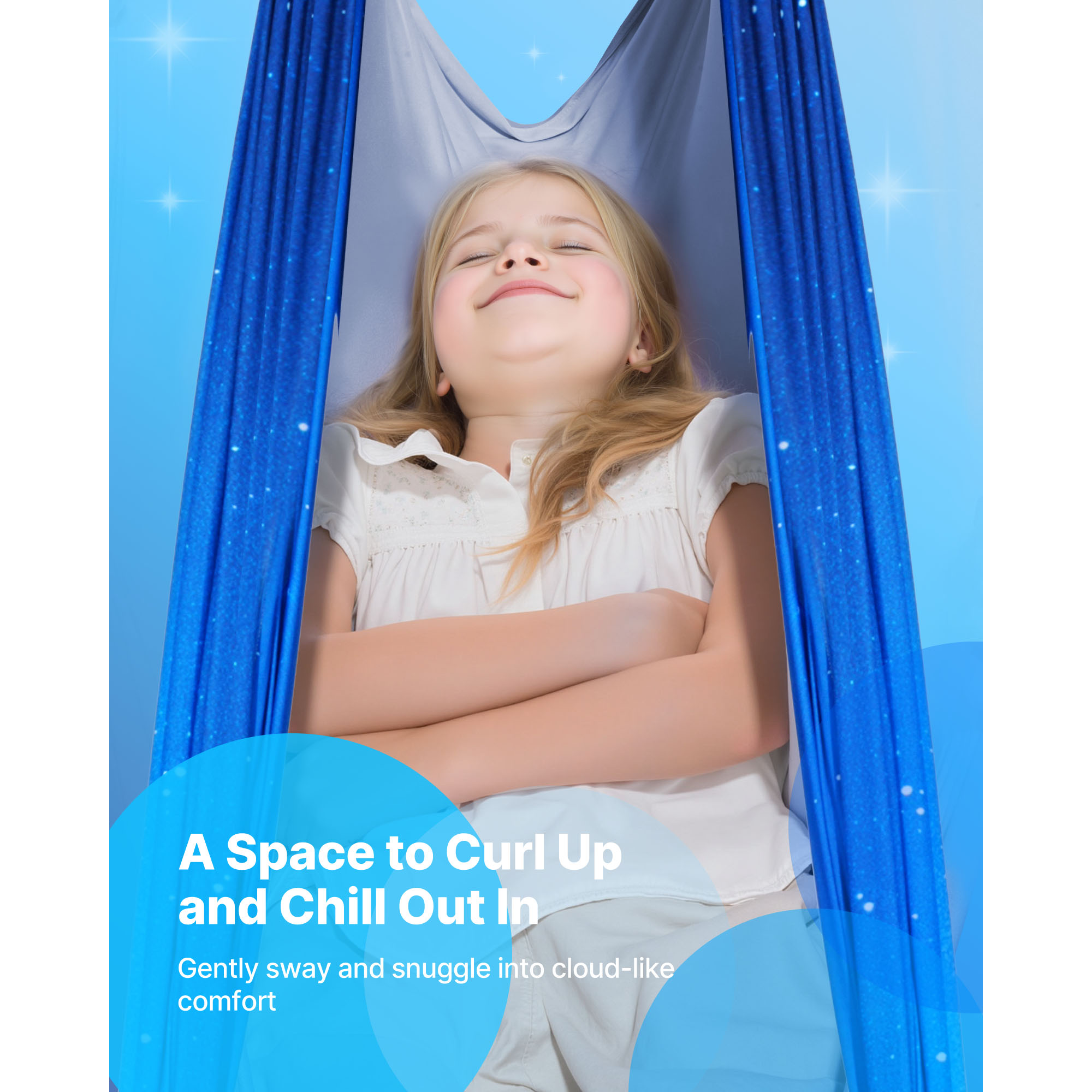 KFFKFF Sensory Swing with Double-Layer Fabric, Indoor & Outdoor Hammock for Kids, 360° Swivel Hanger, O-Sling, Supports up to 300lbs, Adjustable Aerial Yoga Hanging Swing