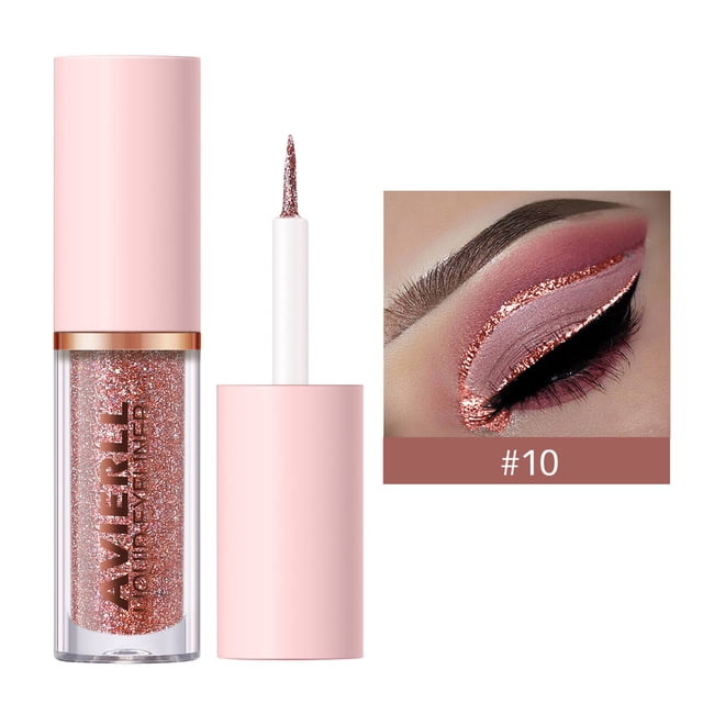 Fiudx Delinear Ojos Brillantes, Lápiz de Sombras Líquidas Perlado, Pincel Maquillaje de Punta Suave, Potenciador de Ojos Resistente Al Sudor, Uso Profesional Diario, Tendencia de Moda Femenina, Tamañ