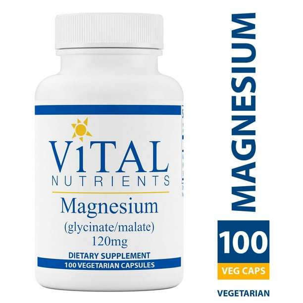 Vital Nutrients Magnesium (Glycinate/Malate) 120 mg 100 Capsules