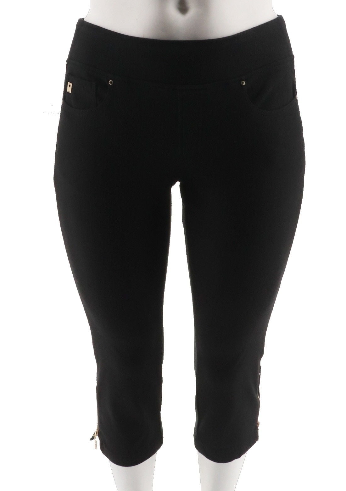 Belle Kim Gravel Flexibelle Pull-On Cropped Jeans Petite Black 18WP NEW A301516