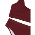 thumbnail image 5 of High Waisted Bikini Set for Women Athletic Two Piece Summer Beach Swimwear Sporty Scoop Neck Ribbed Bathing Suit for Teen Girls Juniors, 5 of 6