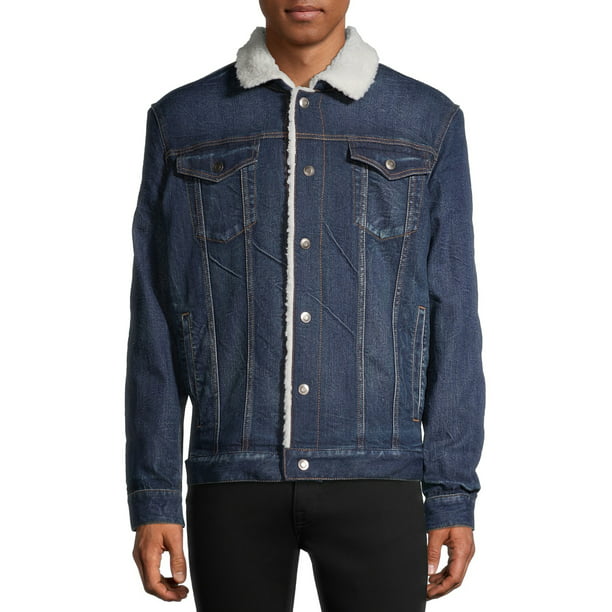 GEORGE - George Men's and Big Men's Sherpa Denim Jacket, up to Size 5XL ...