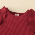 thumbnail image 6 of TOWED22 Baby Girl Outfits: Floral Print Romper Bodysuit Ruffle Shorts Set Clothing Wine,9-12 M, 6 of 9