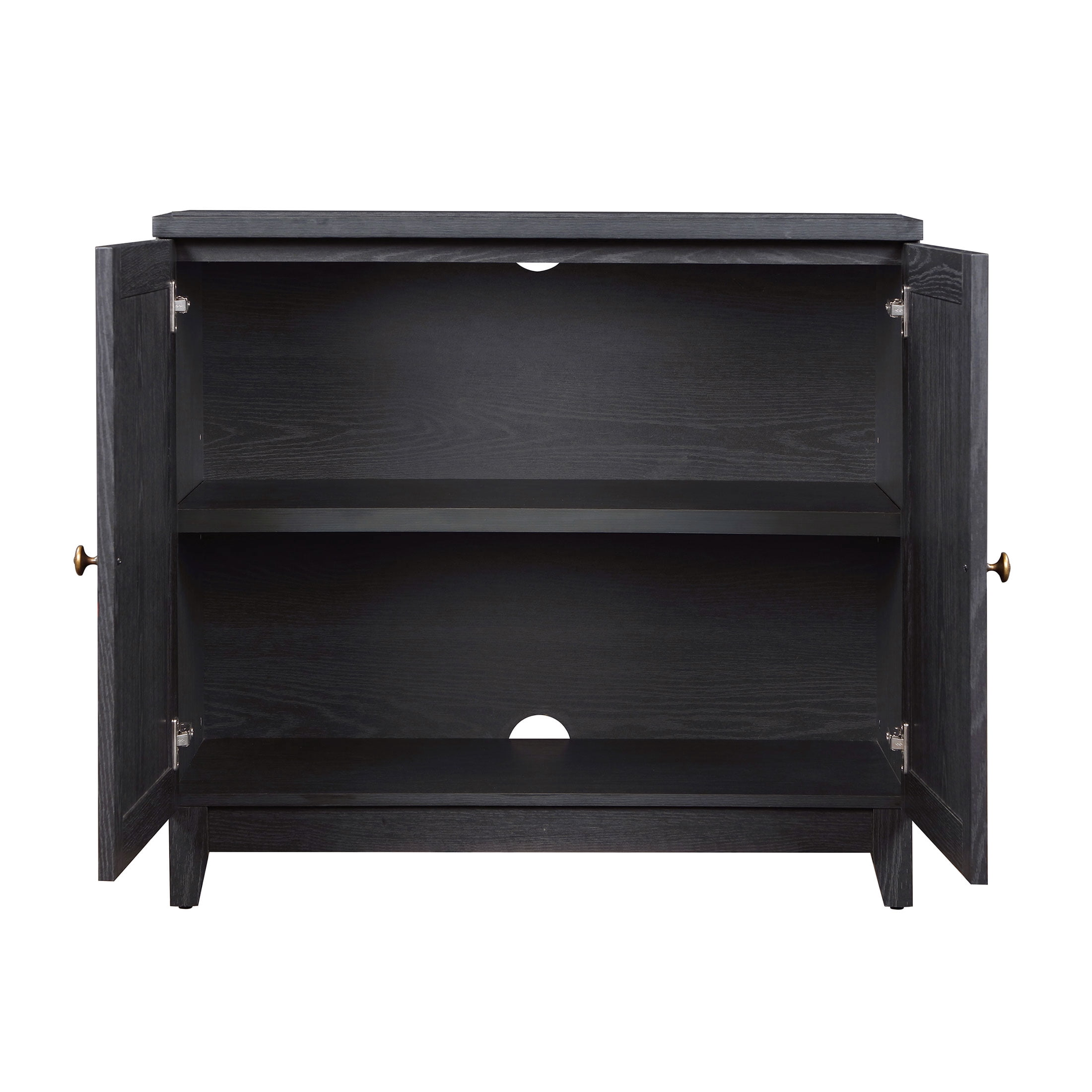 (2 pack) My Texas House Ellison Modular TV Console, Rich Black Finish