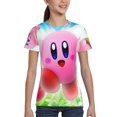 thumbnail image 4 of Kirby Animal Cartoon Teen T-Shirt Crewneck Short Sleeve Double-Sided Print Summer Tee Shirts Top For Youth Boys Girls Children Small, 4 of 7