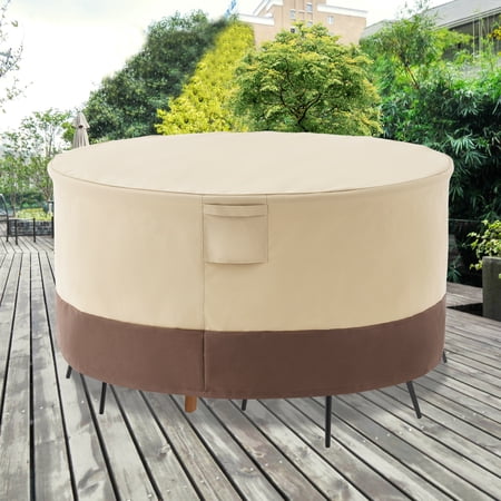 ACEGOSES 72"x28" Table and 4-6 Chairs 600D Oxford Fabric Patio Table Cover,Click-Close Straps on the Bottom of Cover, Khaki