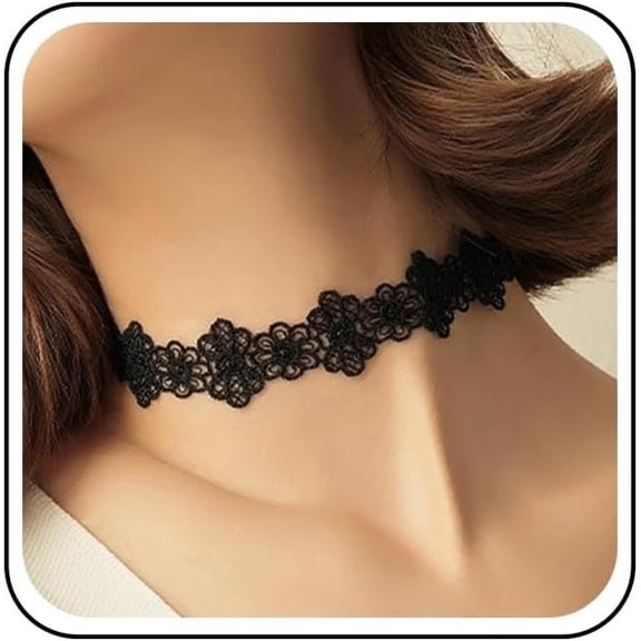 Vintage Hollow Lace Choker Necklace Black Tulle Lace Necklaces Thin Wide Fabric Flower Necklaces Gothic Tattoo Collar Necklace Chain Jewelry for Women