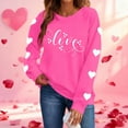 thumbnail image 2 of Feancey Cute Oversized Sweatshirts for Women Trendy Letter Printed Long Sleeve Shirts Fleece Lined Casual Loose Sweatshirt Holiday Tops Hot Pink L, 2 of 9