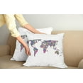 thumbnail image 3 of Ambesonne Floral Throw Pillow Cover 2 Pack, World Map with Flowers, 20", Lime Green Fuchsia, 3 of 6