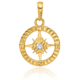 thumbnail image 3 of 14K Solid Two Tone Yellow White Gold North Star Compass Necklace Nautical Charm Pendant, 3 of 8