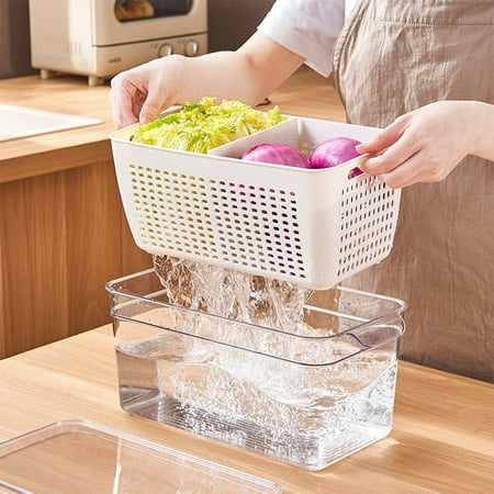 

Kayannuo Christmas Clearance Kitchen Washbas In Double Layer Basket Vegetable And Fruit Multi Functional Plastic Washing Basket