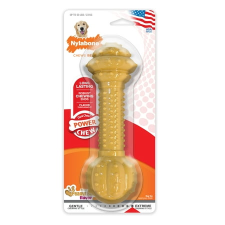 Nylabone Power Chew Dura Chew Dog Barbell Chew Toy, Peanut Butter, X-Large