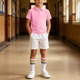 thumbnail image 5 of LEKWK Teen Boys Back to School Outfits Short Sleeve Collared Shirts and White Shorts with Socks Kids 3 Piece Playwear Summer Preppy Activewear 3-16Y, 5 of 9