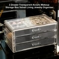 thumbnail image 3 of 3 Drawer Transparent Acrylic Makeup Storage Box Desk Lining Jewelry & Clear Cosmetic Organizer Vanity Storage Display Box Make Up Organizers Grey, 3 of 7