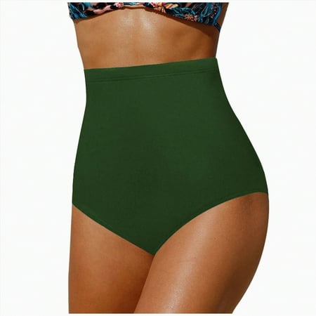 Gibobby Women s Swim Bottom High Waist Retro Basic Full Coverage Bikini Tankini Swimsuit Briefs(Green XL)
