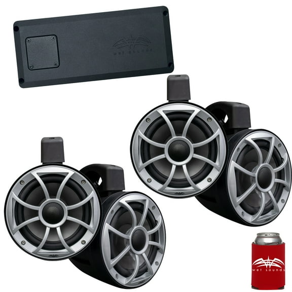 Wet Sounds - Two Pairs Of Black RECON 6 POD-B 6.5 Inch Tower Speakers & STX Micro-4 Amplifier