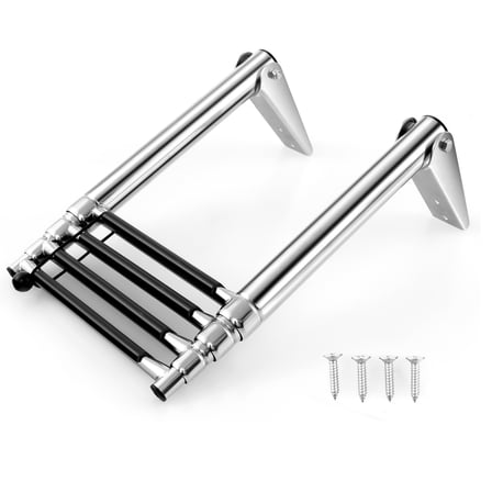 RTYJGD 4-Step Telescoping Boat Ladder Stainless Steel Folding Extendable Ladder Yacht – 4  Stainless steel telescopic folding boat ladder, yacht specific extendable boarding ladder