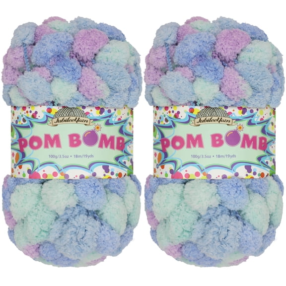 JubileeYarn Pom Bomb Yarn - Super Bulky Polyester - Diamonds in the Sky - 2 Skeins