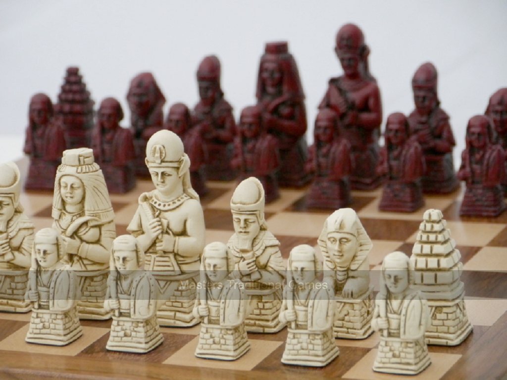 Ancient Egypt Chess Set by Berkeley Chess (cream and red, board not included)