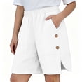 thumbnail image 5 of 2026 Womens Summer Shorts with Pockets 100% Cotton Cargo Style Button Detail Shorts Elastic Waist Wide Leg Bottoms, 5 of 6