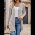 thumbnail image 4 of Cárdigan de Otoño para Mujer, de Punto Suave, de Larga, Abierto Al Frente y con Bolsillos. Gris XL, 4 of 8