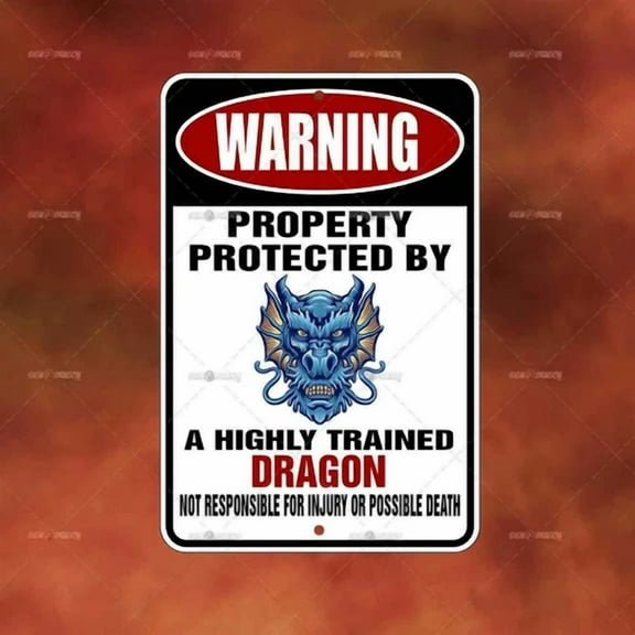 Property Protected Dragon Metal Sign Home Room Wall Art Gift Funny Decor A2270