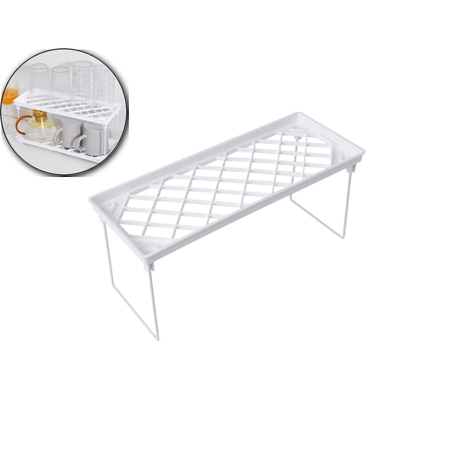 Dvruxg Foldable Desktop Storage Rack - Space-Saving Plastic & Metal Organizer with Double Layer Design, Suitable for Dorm, Office & Home