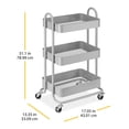 thumbnail image 4 of Whitmor 3-Tier Rolling Metal Cart - Grey, 4 of 4
