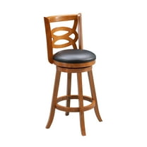 Boraam Seina 24in. High Back Swivel Wood Counter Stool, Walnut Finish