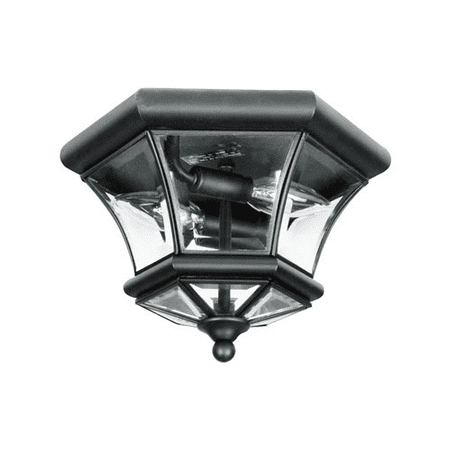 10.5 Inch Semi Flush - Semi Flush Mounts 2 Light With Clear Beveled Glass Black size 10.5 in 120 Watts - World of Crystal