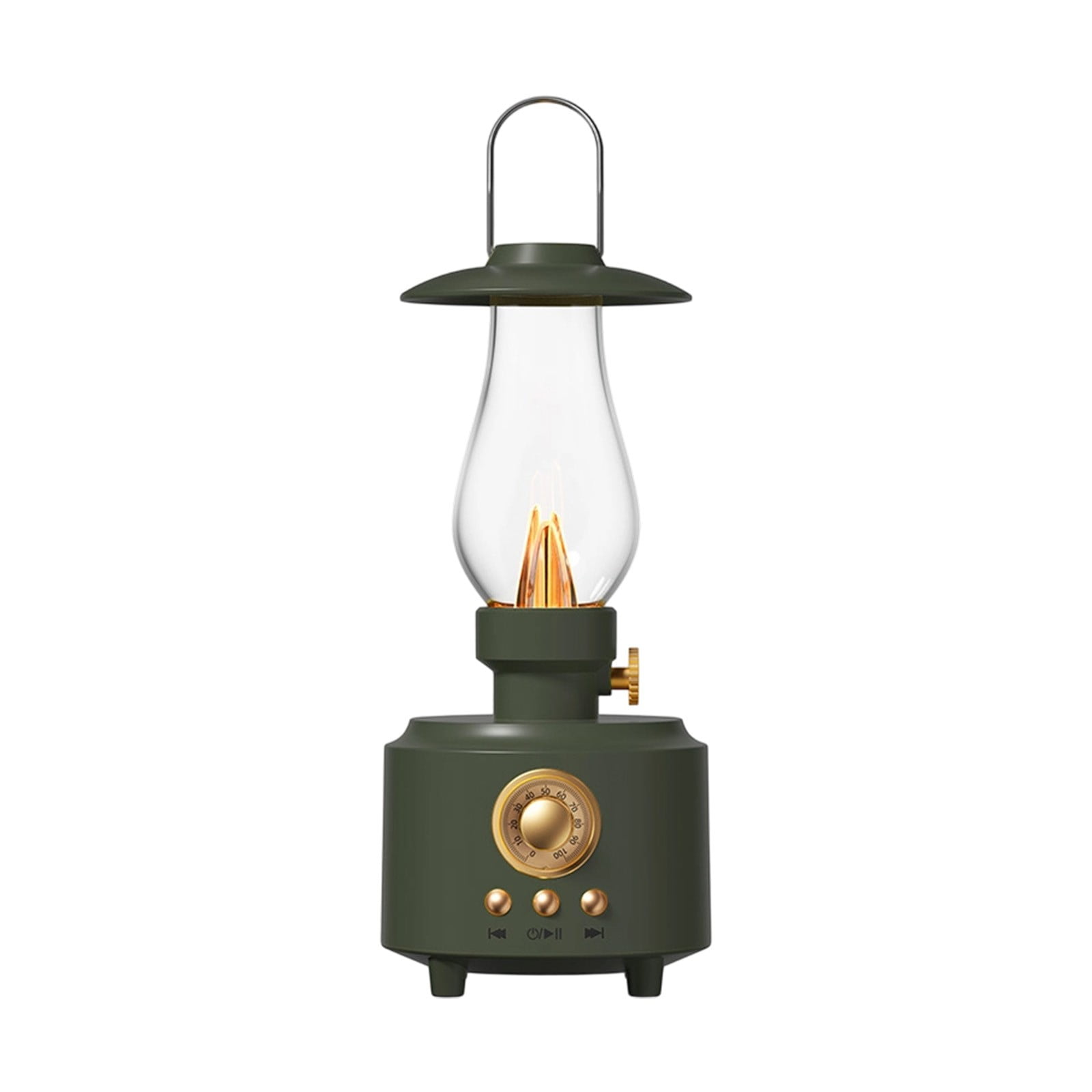 Vintage Kerosene Lamp Bluetooth Audio - Portable FM Wireless Radio with Soft Night Light Noise-Canceling 12-Hour Playback Supports Storage Card & U Disk Ideal for Outdoor Relaxation
