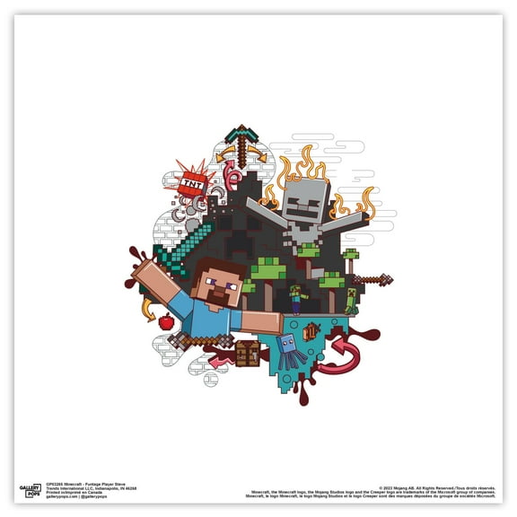 Gallery Pops Minecraft - Funtage Player Steve Wall Art, Unframed Version, 12" x 12"