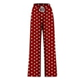 thumbnail image 5 of ClodeEU Women's Polka Dot Drawstring Wide Leg Pants With Pockets,Loose Casual Pant Wine,Womens Plus XXL, 5 of 6