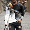 thumbnail image 2 of JINMGG Mens Shirts ,Men Long Sleeve Printing Round Neck Pullover T Shirt Blouse, 2 of 3