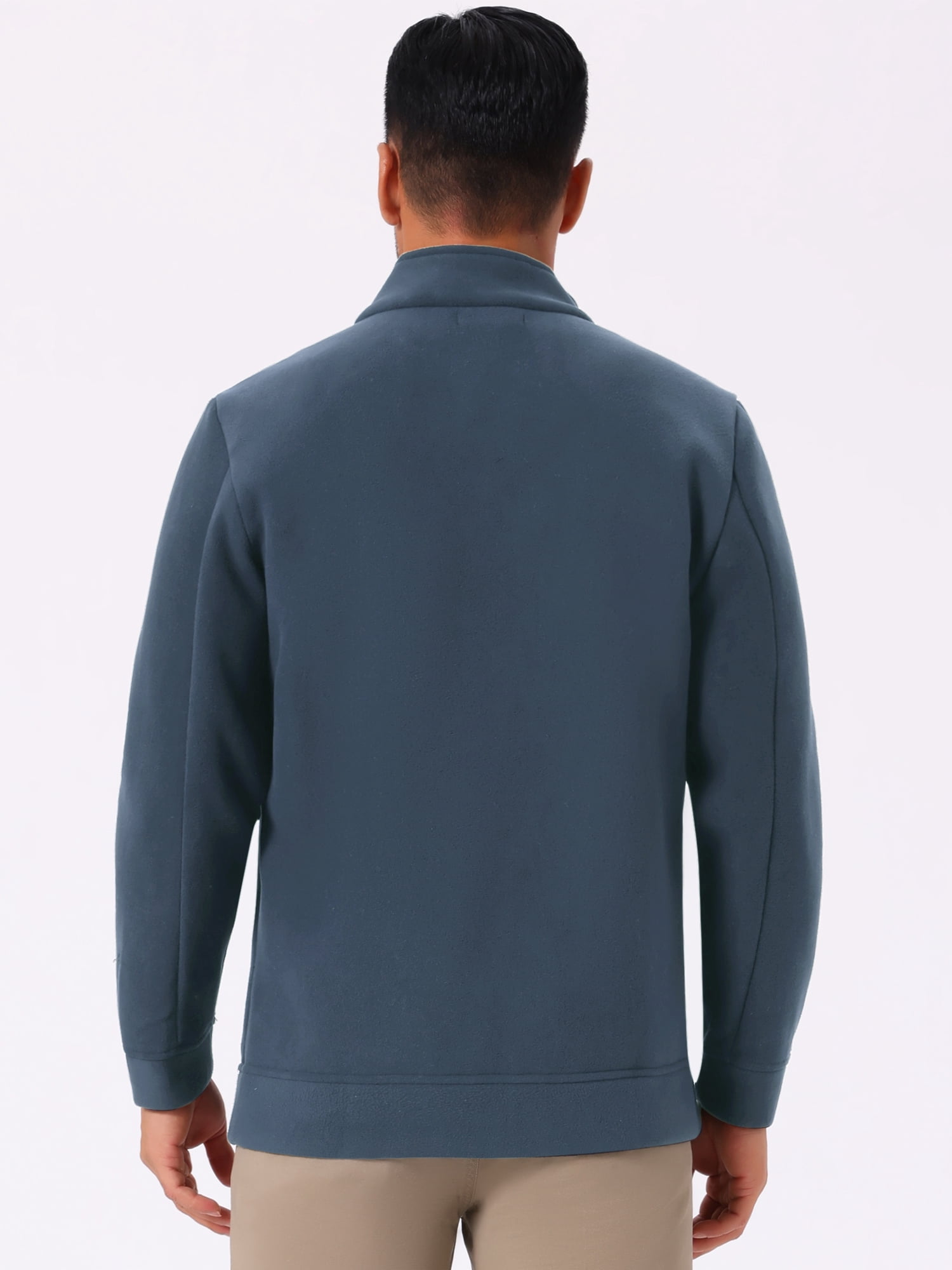 DARING DIVA Men's Winter Solid Stand Collar Zipper Soft Fleece Jacket L Gray