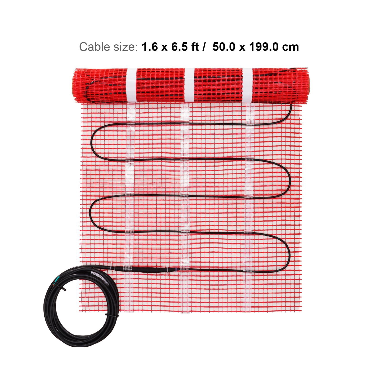 Underfloor Heating Mat 10 sq ft 1.6x6.5 ft 2" Spacing with Programmable Thermostat GFCI for Tile Laminate Floor