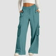 thumbnail image 2 of ManxiVoo Women's Casual Drawstring Waist Wide Leg Pants with Pockets Comfortable Soft Lounge Athletic Trousers L Size Mint Green, 2 of 7