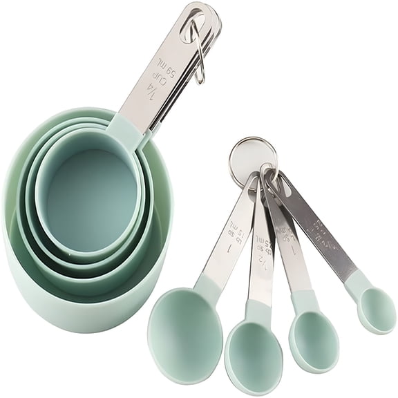 ACDANC 8-Piece Measuring Spoon and Cup Set,Green,Baking Tools,Kitchen Gadgets