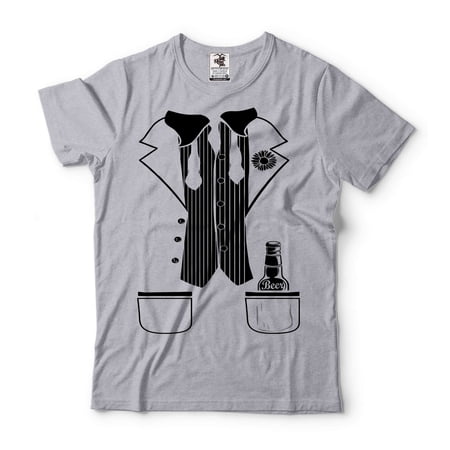Mens Tuxedo Halloween shirt Halloween Costume For Men Funny Costume For Men Halloween Costume Ideas (Large Grey)