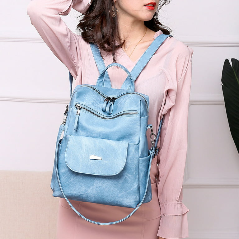 Ecetana Women Backpack Purse PU Leather Designer Anti-Theft Travel Backpack Fashion Shoulder Handbag, Women's, Size: One size, Blue
