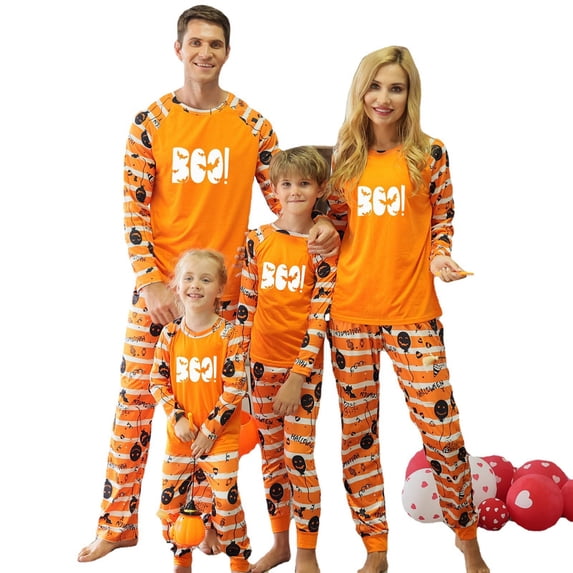 SILVERCELL Halloween Costumes for Family Pajamas Set Pumpkin Pjs Set Couple Matching Holiday Homewear Sleepwear